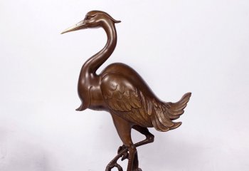 铜雕仙鹤动物雕塑-铸铜仙鹤雕塑