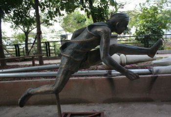 铜雕跨栏人物-跨栏运动人物铜雕