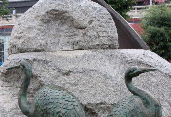 青铜仙鹤公园动物雕塑-公园青铜仙鹤雕塑
