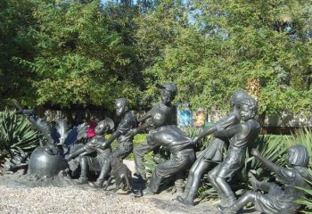公园拔萝卜的儿童铜雕-拔萝卜的儿童铜雕