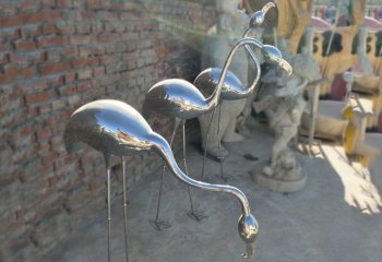 不锈钢动物公园火烈鸟雕塑-公园不锈钢火烈鸟雕塑