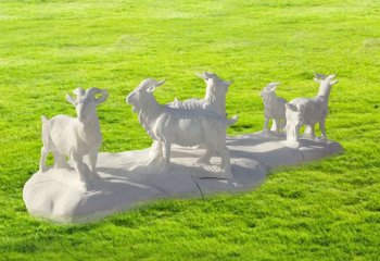 汉白玉公园动物山羊雕塑-公园动物石雕山羊