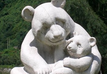 公园动物母子熊猫石雕-石雕母子熊猫