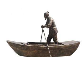 划船的古代人物公园小品雕塑-划船的古代人物铜雕