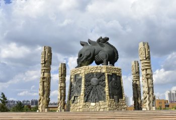铜雕大型骆驼广场动物雕塑-广场大型骆驼铜雕