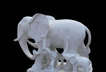 石雕母子大象公园动物雕塑-公园母子大象石雕