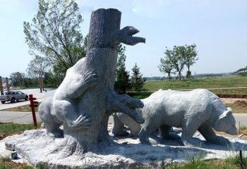石雕狗熊公园动物雕塑-公园狗熊石雕