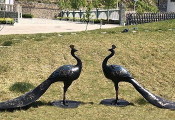 公园青铜孔雀雕塑-公园孔雀铜雕