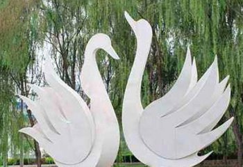 小区不锈钢抽象天鹅雕塑-公园小区不锈钢抽象天鹅