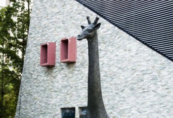 铜雕长颈鹿公园动物雕塑-铜雕长颈鹿动物雕塑