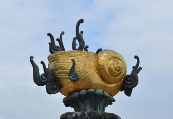 广场景观海浪和海螺铜雕-广场铜雕海浪和海螺