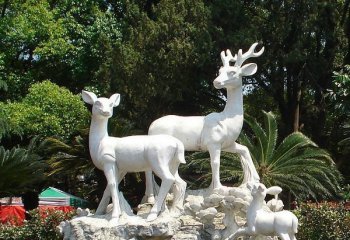 大理石公园动物小鹿石雕-公园大理石鹿雕塑