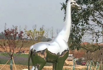 公园不锈钢长颈鹿雕塑-不锈钢公园长颈鹿雕塑