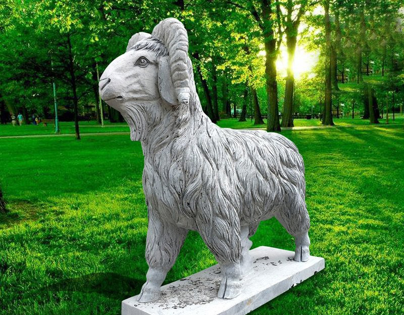 公园山羊石雕-公园动物山羊石雕高清图片