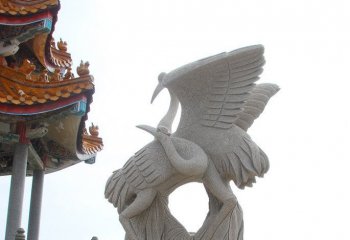 公园动物大理石仙鹤雕塑-公园大理石仙鹤雕塑