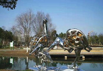 不锈钢抽象仙鹤雕塑-不锈钢抽象仙鹤