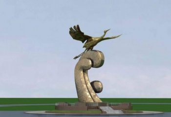 不锈钢仙鹤飞翔雕塑-不锈钢飞翔的丹顶鹤雕塑