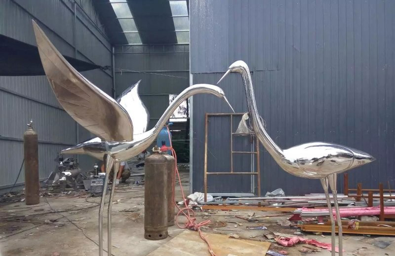 公园动物不锈钢仙鹤雕塑-不锈钢仙鹤雕塑