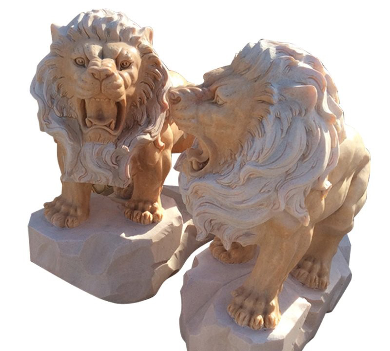 晚霞红欧式西洋狮子雕塑-欧式西洋狮子石雕高清图片