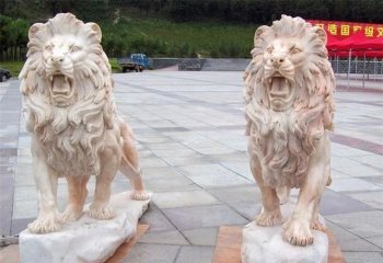 晚霞红立式欧式狮子石雕-立式欧式狮子石雕