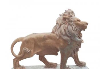 立式欧式狮子石雕-晚霞红欧式立式狮子石雕