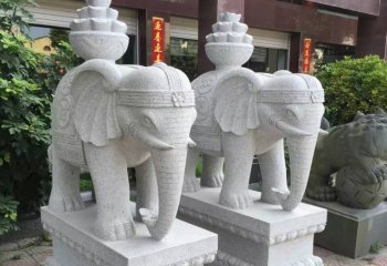 驮元宝的大象石雕-大理石驮元宝的大象石雕