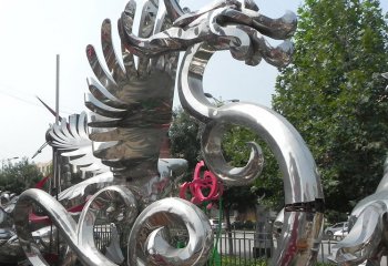 不锈钢公园抽象龙-公园不锈钢抽象龙雕塑