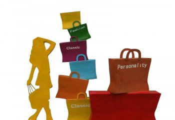 玻璃钢购物人物和购物袋雕塑-玻璃钢抽象购物人物和购物袋