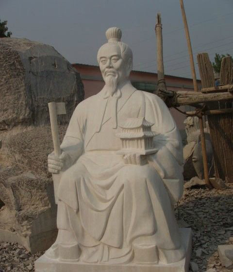 石雕木匠祖师鲁班-石雕鲁班古代名人雕像高清图片