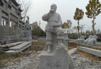 鲁班石雕塑-古代名人木匠祖师鲁班石雕