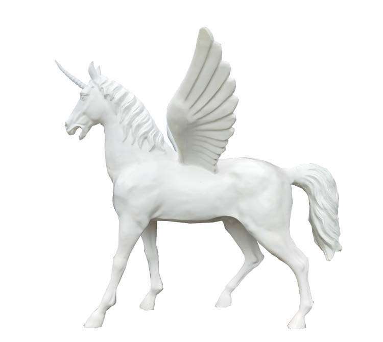 玻璃钢白色飞马雕塑-玻璃钢独角兽白色飞马雕塑高清图片