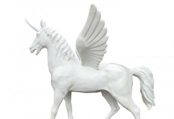 玻璃钢白色飞马雕塑-玻璃钢独角兽白色飞马雕塑