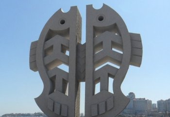 广场抽象石雕双鱼-石雕抽象双鱼广场雕塑