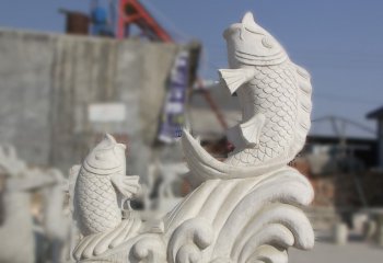 汉白玉喷水鱼石雕-石雕喷水鱼汉白玉动物雕塑