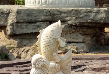 公园喷水鲤鱼石雕-石雕鲤鱼公园动物雕塑