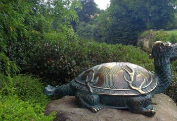 青铜龙龟古代神兽雕塑-铜雕龙龟招财神兽
