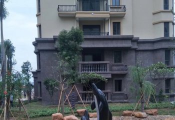 石雕海豚动物雕塑-小区动物海豚石雕