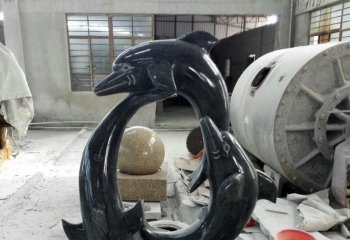 公园海豚石雕-大理石海豚公园动物石雕