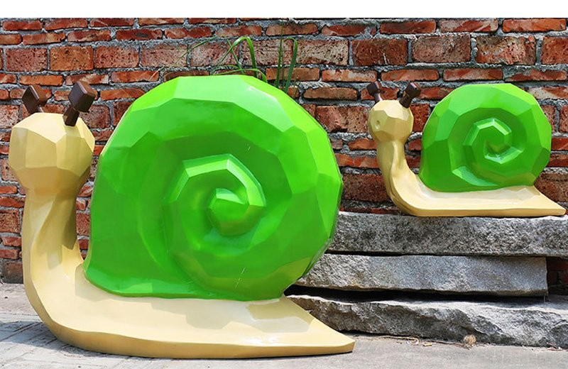 玻璃钢几何蜗牛雕塑-玻璃钢抽象动物几何蜗牛雕塑
