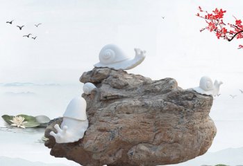 汉白玉蜗牛石雕-公园动物蜗牛石雕
