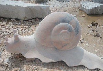 公园晚霞红蜗牛石雕-晚霞红动物蜗牛石雕