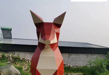 不锈钢几何狐狸雕塑-不锈钢几何狐狸雕塑