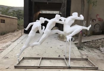 不锈钢跨栏人物雕塑-不锈钢跨栏人物雕塑