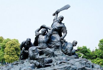 冲锋红军人物铜雕-冲锋红军人物铜雕，铜雕红军抗战人物雕塑