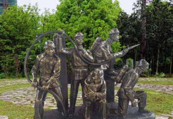 铸铜消防员雕塑-铸铜消防员雕塑,消防员人物组雕
