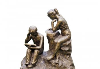 校园读书儿童铜雕-校园读书儿童铜雕，读书人物铜雕