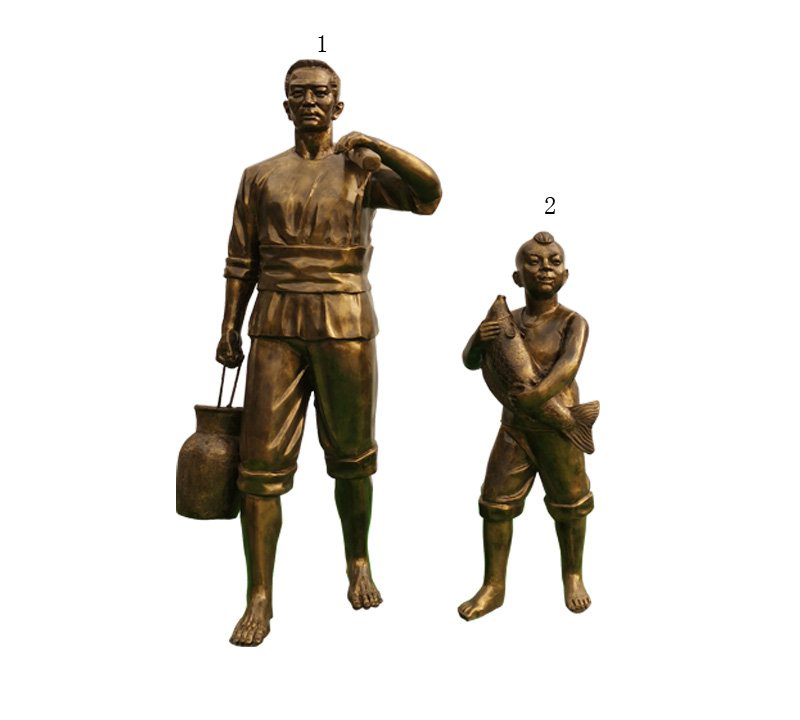 捕鱼人物铜雕-捕鱼人物铜雕，捕鱼归来人物铜雕高清图片