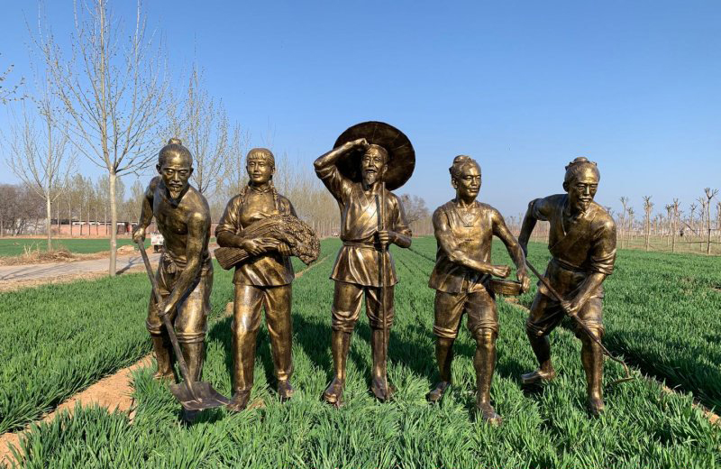 务农人物铜雕-务农人物铜雕，农场农耕人物雕塑高清图片