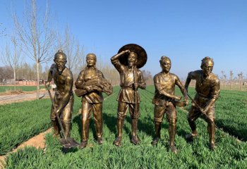 务农人物铜雕-务农人物铜雕，农场农耕人物雕塑