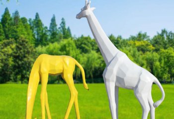 不锈钢切面长颈鹿雕塑-不锈钢切面长颈鹿雕塑，几何切面不锈钢长颈鹿鹿雕塑